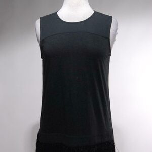 J.CREW Black Modal Fringe Scpnk Sleeveless Top Shirt Size S